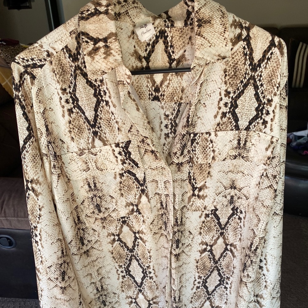 Snake print collared shirt